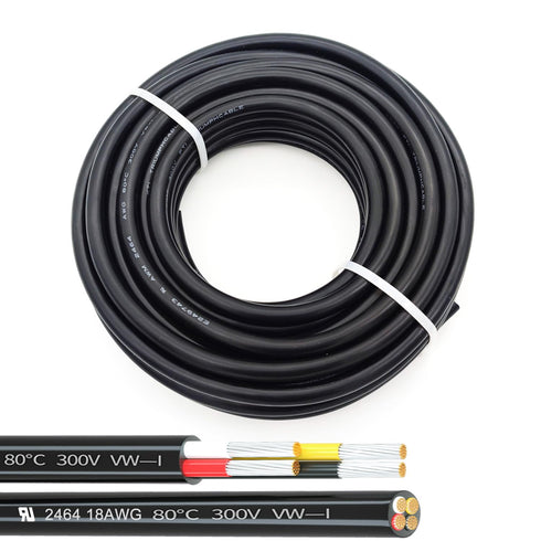 18AWG UL2464 Power Cable Stranded Electrical Wire LED Red & Black & Yellow & White 4 conductors tinned copper (18AWG -4C- 25ft)...