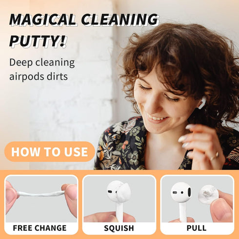 Cleaning Putty for Apple Airpods, Phone Cleaning Kit, Remove Ear Wax&Dirt&Gunk from Device’s Small Crevices, AirPod Cleaner Kit for Airpods Chargi...