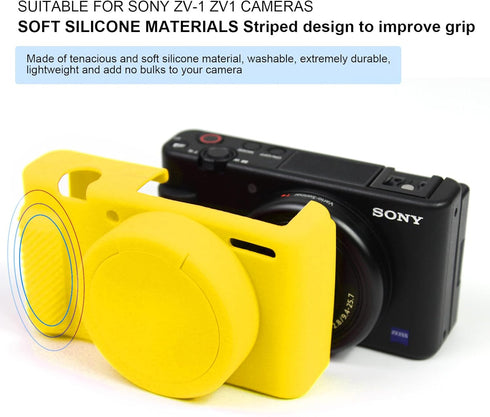 Camera Case for Sony ZV-1 Camera Removable Lens Cover,Anti-Scratch Silicone Soft Camera Case Compatible with Sony ZV-1 ZV1 Camera(Yellow)...