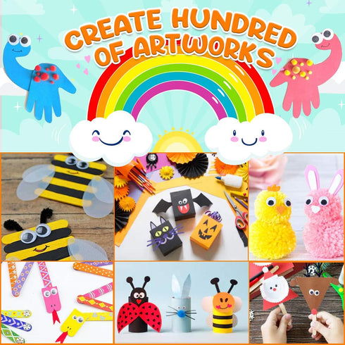 Goody King Arts and Crafts Supplies for Kids - Craft Art Supply Jar Kit for Student Age 4 5 6 7 8 9 10 Year Old Crafting Activity - Collage Arts S...
