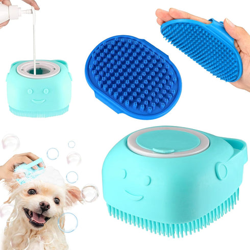 3PCS Dog Bath Brush, Dog Scrubber for Bath, Dog Bath Supplies, Dog Shampoo Brush with Adjustable Ring Handle, Bathing and Massaging Brush Christma...