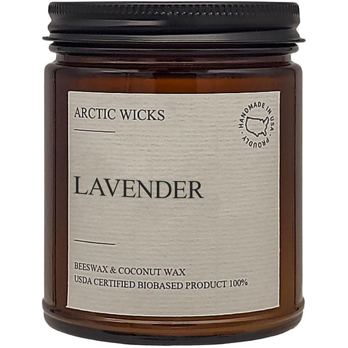 Lavender Candles | Arctic Wicks Non Toxic Coconut Beeswax Candles | Natural Coconut Beeswax 9oz Amber Jar | Spa Wellness Candles Wax Non-Toxic Cle...