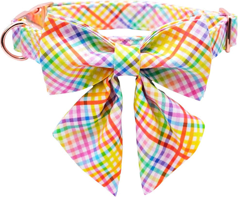 Lionet Paws Easter Day Dog Collar with Bowtie, Dog Sailor Bow Collar with Metal Buckle for Dogs and Cats, Adjustable Comfortable Dog Collar Girl G...