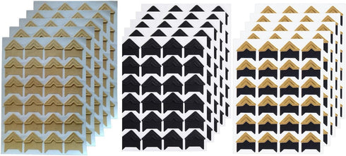 360 Count Self-Adhesive Acid Free Photo Corners for Scrapbooks Memory Books (Gold-Black-Kraft)...