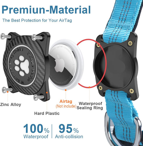 Airtag Dog Collar, Waterproof Air Tag Holder Dog Collar, Reflective Comfortable Padded, Adjustable Pet Collar for Small Medium Large Heavy Duty Do...