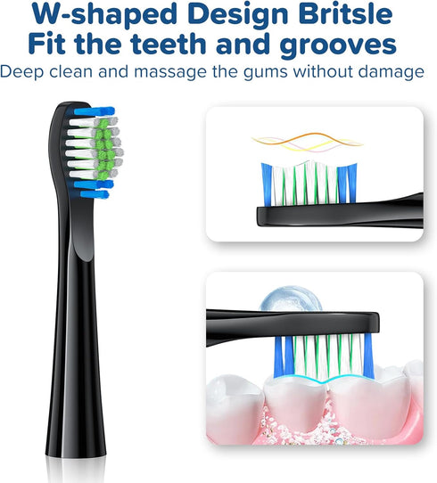 Replacement Toothbrush Heads 10 Pack Compatible with Bitvae Daily D2 Rechargeable Toothbrush, for D2 Toothbrush Heads Refills, Black...