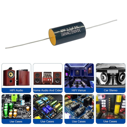 2PCS 250V 2.2UF Capacitor Frequency Divider Capacitance Audio Speaker Capacitor Polypropylene Film Non-Polarity Capacitor...