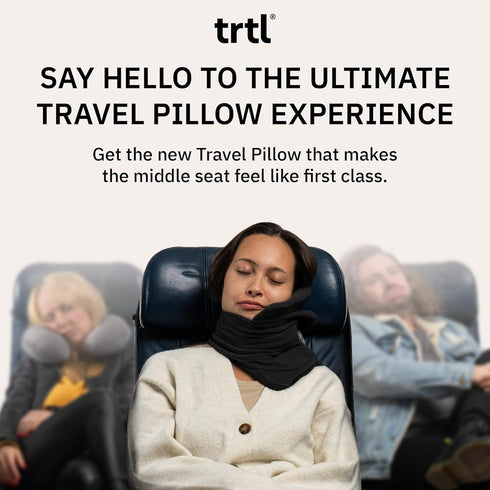 trtl Pillow - Scientifically Proven Super Soft Neck Support Travel Pillow - Machine Washable - Black...