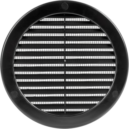 Vent Systems 6'' Inch Black Soffit Vent Cover - Pack of 5 - Round Air Vent Louver - Grille Cover - Built-in Insect Screen - HVAC Vents for Bathroo...