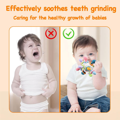 Grabbing Ball Baby Toy,Sensory Teething Teether Toys,Silicone Teething Ring, Motor Skills Toy, Montessori Early Educational Toy, Baby Rattle, Baby...