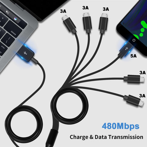 Poyiccot Micro USB Splitter Cable, Multi Micro USB Charging Cable, 6 in 1 Micro USB Charger Cable, USB 2.0 Type A Male to 6 Micro USB Male Y Split...