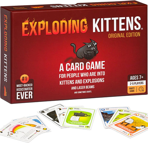 Exploding Kittens Original Edition - Hilarious Game for Family Game Night - Funny Card Games for Ages 7 and Up - 56 Cards - 2-5 Players - 15 Minut...