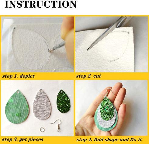 Reusable Earrings Making Template, Plastic Cutting Stencil for DIY Jewelry Making, Can Make Plenty of Faux Leather Earrings, Contains 2 Pcs faux l...
