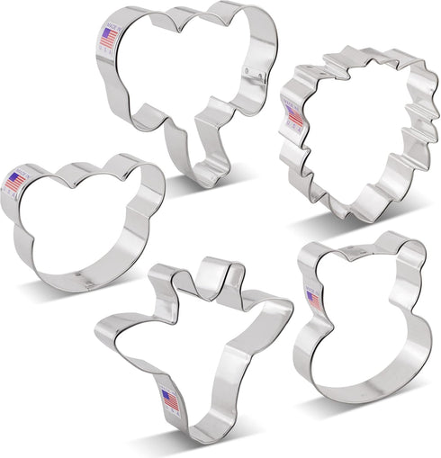 Zoo Faces Cookie Cutters 5-Pc. Set Made in the USA by Ann Clark, Giraffe, Lion, Hippo, Elephant, and Bear Faces...