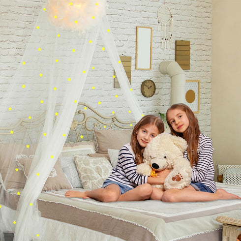 Eimilaly Stars Bed Canopy Glow in The Dark, Bed Canopy for Girls Mosquito Net, Princess Canopy for Girls Bed Room Decor, Blue...