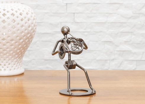 Broadway Gift French Horn Player Silver Tone 6 inch Table Metal Decorative Musician Tabletop Figurine...