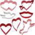 R&M Valentine Cookie Cutter Set, Includes 7 Shapes, Heart, Double Heart, Arrow, Dove, Lips, Cupid Cookie Cutter. Red, Pink, White Polyresin Coated...