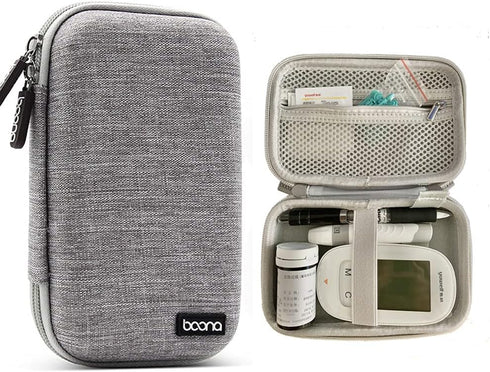 Hard Shell Diabetic Supplies Bag Carrying Case Organizer For Diabetes Testing Kit, Blood Glucose Monitor Kit with Meter, Blood Sugar Test Strips, ...