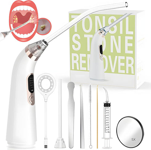 Voraiya Electronic Tonsil Stone Remover Vacuum,10 in 1 Tonsil Stone Removal Kit, 5 Modes Tonsil Stone Cleaner Instant Suction Tool, Easy to Use, F...