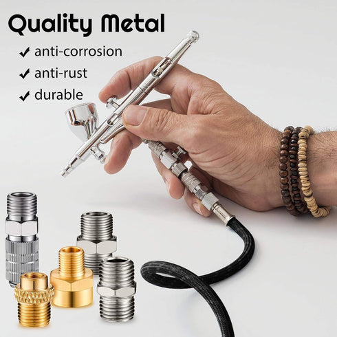 10 Pieces Airbrush Hose 6ft Nylon Braided Hose with Quick Release Disconnect Coupler, Airbrush kit for Air Compressor and Adapter...