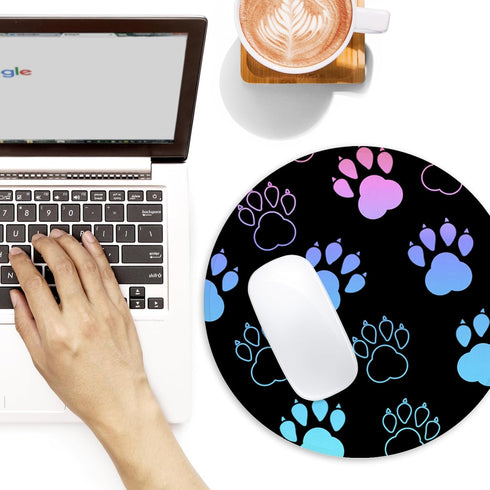 Dog Paw Print Round Mouse Pad,Funny Small Mouse Pad with Non-Slip Rubber Base,Mouse Mat,Home Office Decor Desk Accessories,8.7inch Round Mouse Pad...