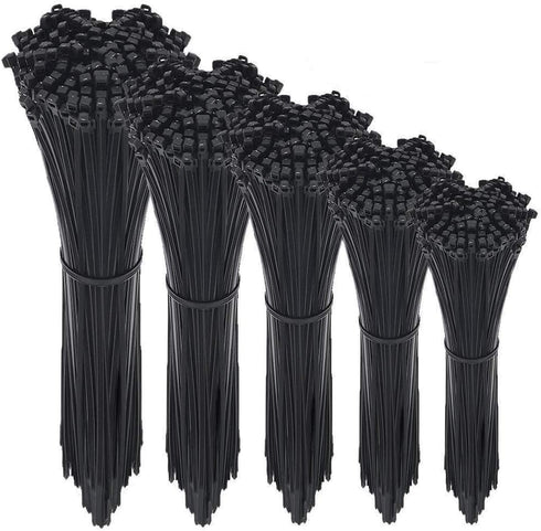 Cable Zip Ties,500 Packs Self-Locking 4+6+8+10+12-Inch Width 0.16inch Nylon Cable Ties,Perfect for Home,Office,Garage and Workshop (Black)...