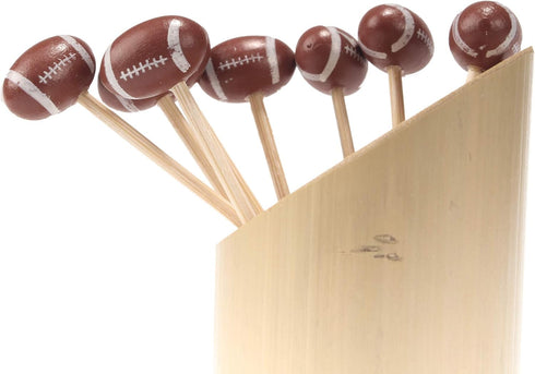 BambooMN 5.9"Decorative Sports Ball End Bamboo Cocktail Fruit Sandwich Picks Skewers for Catered Events, Holiday's, Restaurants or Buffets Party S...