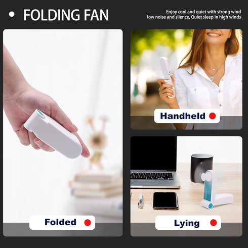 Personal Handheld Fan, Mini Portable Pocket Fan, Small Travel Eyelash Fans USB Rechargeable for Home Sports Outdoor Travel, 2 Speed Powerful Wind ...