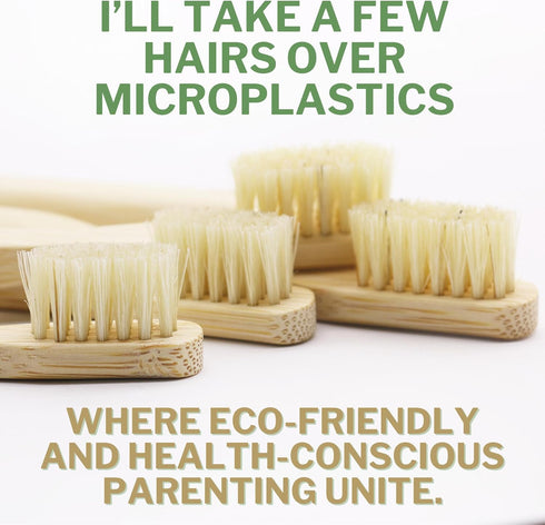 Gaia Guy Natural Bristle Bamboo Toothbrush for Kids (NO Nylon - Boar Hair ONLY) - Totally Compostable & Biodegradable Boar Bristle and Bamboo Toot...