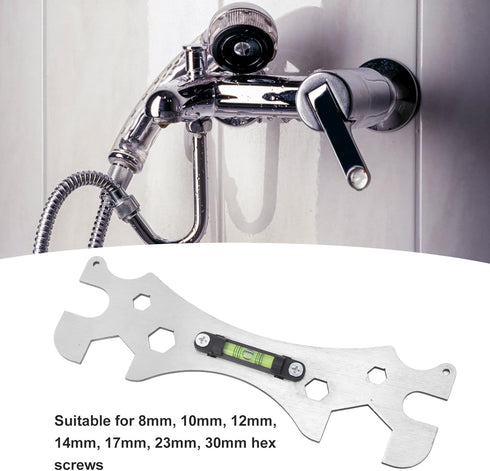 Multifunction Wrench Level Tool Engineering Level Mounting Leveling Tool Wrench Hex Screw Removal Spanner for Bathroom Faucet Water Pipe Repair...