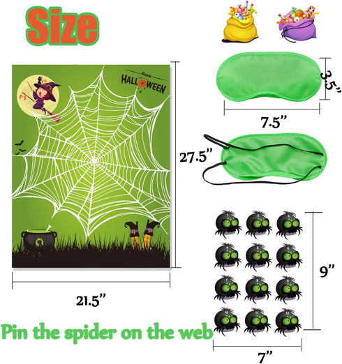 Funnlot Pin The Tail Halloween Kids Halloween Games Party Pin The Spider On The Web Game Halloween Party Games for Kids Halloween Party Activities...
