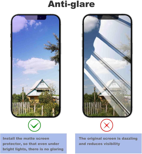 2 Pack Anti Blue Light Matte Glass Screen Protector for iPhone 13 and iPhone 13Pro and iPhone 14 Tempered Glass.Easy to Install Bubble Free Smooth...