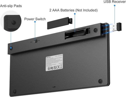 OMOTON Wireless Keyboard, 2.4G USB Keyboard Wireless, Compact and Quiet, Slim Wireless Keyboard for Laptop, Tablet, Computer, Desktop and PC (Blac...