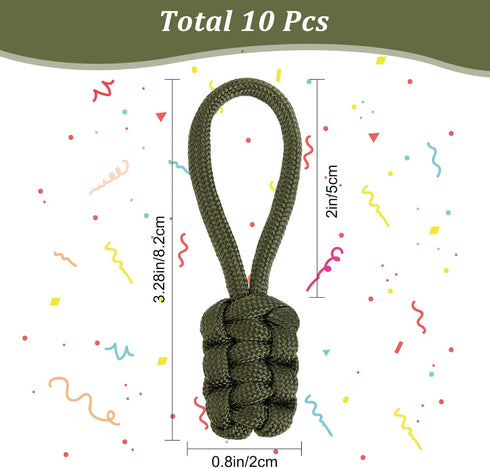 GORGECRAFT 10PCS Zipper Pulls Replacement Universal Nylon Zipper Repair Kit Zipper Slider Pull Tab Zipper Fixer Metal Zipper Head Hand Woven Pull ...