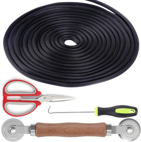 4 in 1 Window Screen Repair Tool Kit,Including 32Ft Spline Replacement,Steel Roller Tool with Bearing,Spline Removal Hook and High Quality Scissor...