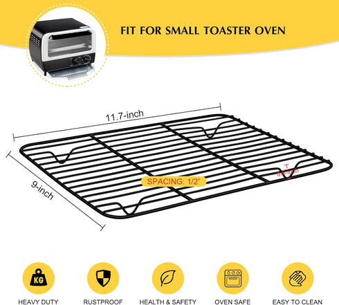 Cooling Baking Rack Set of 2, E-far 11.7” x 9” Non-stick Wire Racks for Oven Cooking Roasting Grilling Cookie Cake Bacon Meat Resting, Non-toxic &...