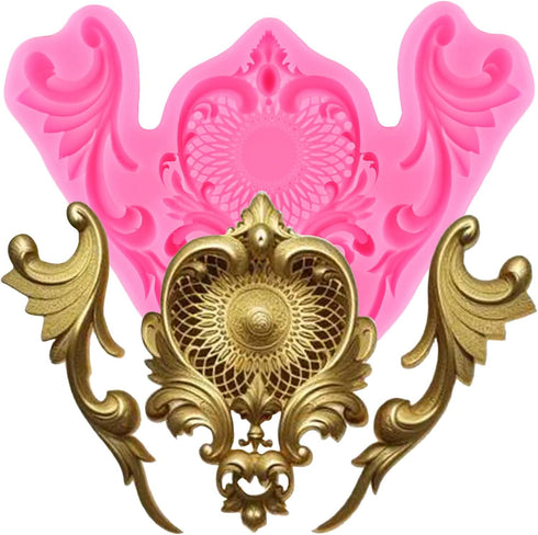 Baroque Fondant Molds Scroll Border Lace Silicone Molds Relief Flower Mold For Cake Decorating Cupcake Topper Chocolate Candy Gum Paste Polymer Cl...