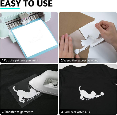 White HTV Heat Transfer Vinyl Bundle: 13 Pack 12" x 10" White Iron on Vinyl for T-Shirt, Heat Transfer Vinyl for Silhouette Cameo or Heat Press Ma...