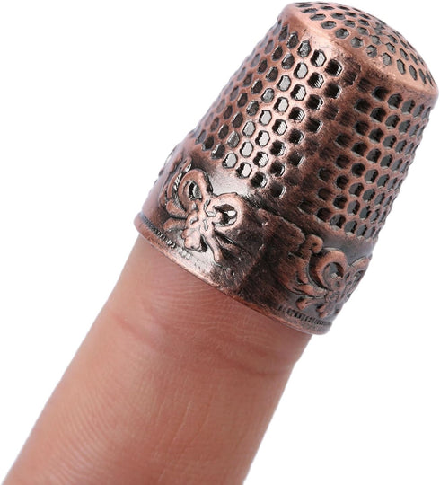 Mtsooning 2PCS Metal Thimble Sewing, Antique Fingertip Sewing Protector,Red Bronze Finger Shield Ring for Pin Needles Shield Quilting Craft Access...