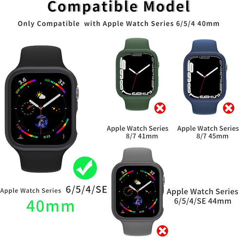 12 Pcs Jomitvp Hard PC Case Compatible for Apple Watch Series SE (2022) 6/5/4/SE 40mm with Tempered Glass Screen Protector, All Around Protector B...