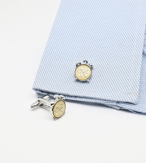Cute Alarm Clock Cufflinks for Men In Gift Case Funny Wake-up Clock Silver Men's Cufflinks Set for Wedding Party Birthday Anniversary Dress...