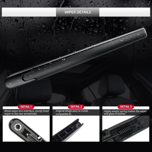 Rear Wiper Blade Assembly, Back Windshield Wiper Blades Arm Accessories Replacement for Ford Edge 2015-2024, Rear Wiper Blade and Arm Set for 2015...