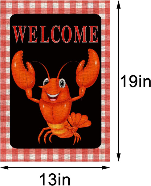 Sunwer Crawfish Garden Flag 12.5×18'' Seafood Boil Welcome Sign Crawfish Boil Party Decoration Outdoor Outside Yard Lawn for Home...