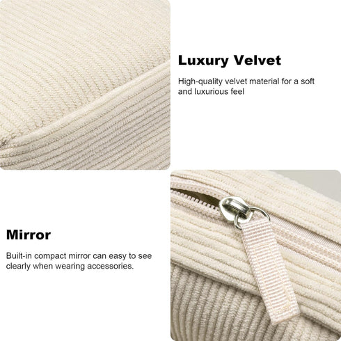 KOTORA 2 Pcs Corduroy Makeup Bag for Purse, Makeup Bag Zipper Pouch Travel Accessories,Small Aesthetic MakeUp Organizer Bag, Coin Purse Travel Toi...