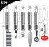 Stainless Steel Fruit Carving Knife Set, 5 Pack Vegetable Engraving Blades for Kitchen, Melon Baller Scoop,Lemon Zester, Garnish Peeler,Crinkle Kn...