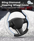Diamond Bling Steering Wheel Cover for Tesla Model Y 2020-2024/2017-2024 Model 3,2PCS Car Steering Wheel Cover with Rhinestones Sparkling with Col...