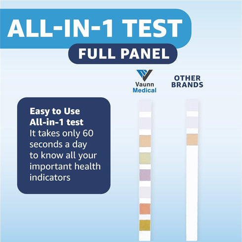 Vaunn Medical 8-in-1 Urine Test Strips and Urinalysis for UTI, Nitrites, Leuckcytes, Ketosis, pH, Protein, 120 CT...