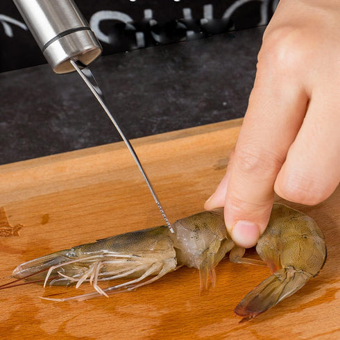 (2 Pack) Stainless Steel Shrimp Line Knife+ Shrimp Peeler, Shrimp line tool Easily Remove Fish Scales shrimp shells Feather for Kitchen Tools...
