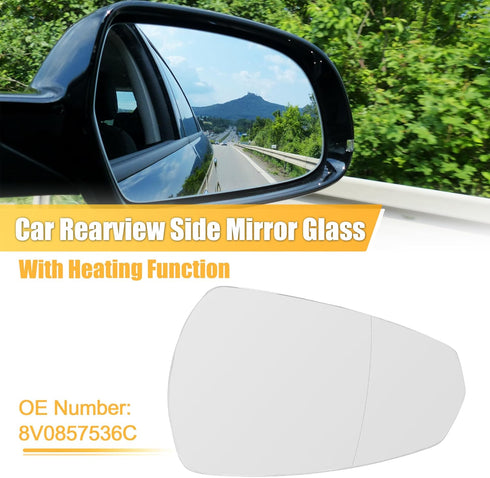 uxcell Car Right Side Rearview Heated Mirror Glass with Backing Plate for Audi A3 8P1 S3 Sportback 2000-2022 No.8V0857536C...