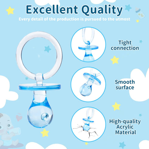 Pacifiers for Baby Shower Game, 36 Plastic Pacifiers for Baby Shower Decoration DIY, large Size Baby Shower Pacifiers, Gender Reveal Party Table S...